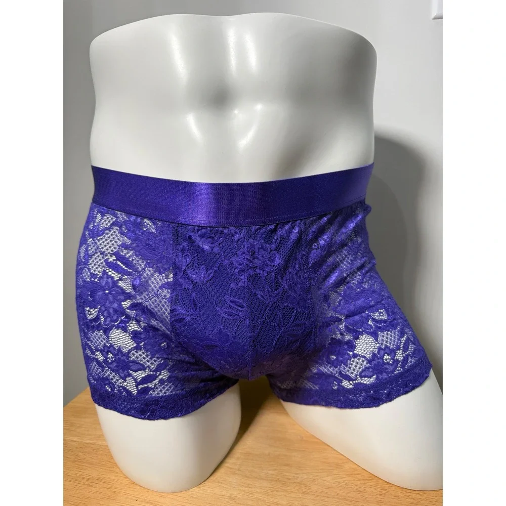 Cosabella Men's Never Say Never Lace Trunk Boxer Brief Violet Size‎ L